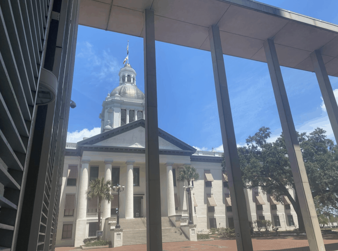 Florida's Old Capitol seen through the colonade of the New Capitol. Credit: Michael Moline