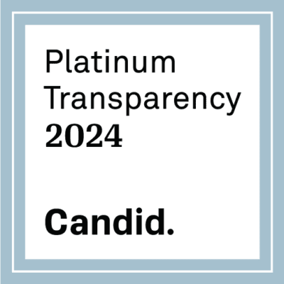 Black text on a white background in a blue frame: Platinum Transparency 2024 Candid